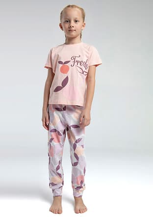 Rp3617-G Kız Çocuk Turuncu Pijama - 1
