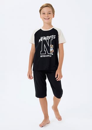 Rp3744-2 Erkek Çocuk Siyah Pijama - 1