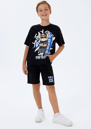 Rp3733-G Erkek Çocuk Siyah Pijama - 1