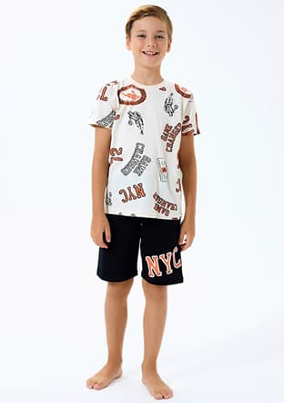 Rp3731-2 Erkek Çocuk Bej Pijama - 1