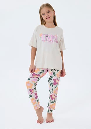 Us2503-G Kız Çocuk Bej Pijama - 1