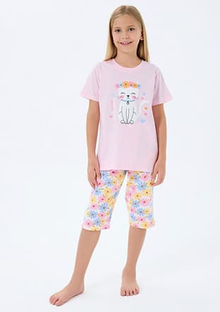 Rp3783-2 Kız Çocuk Pembe Pijama - 1