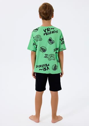 Rp3751-2 Erkek Çocuk Yeşil Pijama - 2