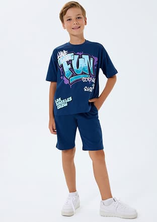 Rp3739-2 Erkek Çocuk Lacivert Pijama - 1