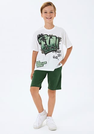 Rp3739-2 Erkek Çocuk Beyaz Pijama - 1