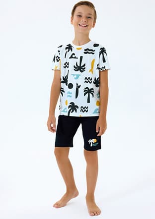 Rp3754-2 Erkek Çocuk Beyaz Pijama - 1