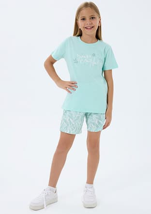 Rp3806-G Kız Çocuk Yeşil Pijama - 1