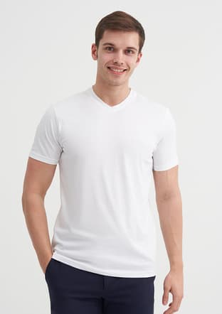 46240 Erkek Beyaz V Yaka T-shirt - 1