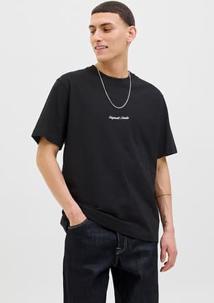 12282892 Erkek Siyah Bisiklet Yaka T-shirt - 1