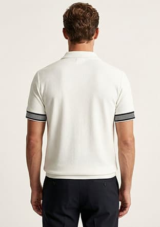 44715 Erkek Beyaz Polo Yaka T-shirt - 2