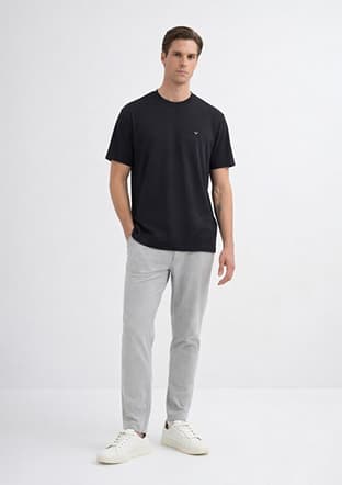 44105 Erkek Siyah Bisiklet Yaka T-shirt - 1