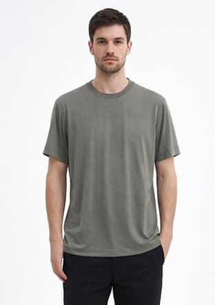 44105 Erkek Yeşil Bisiklet Yaka T-shirt - 1