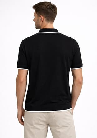 34125 Erkek Siyah Triko T-shirt - 3