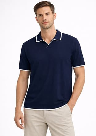 34125 Erkek Lacivert Triko T-shirt - 1