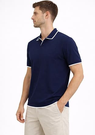 34125 Erkek Lacivert Triko T-shirt - 2