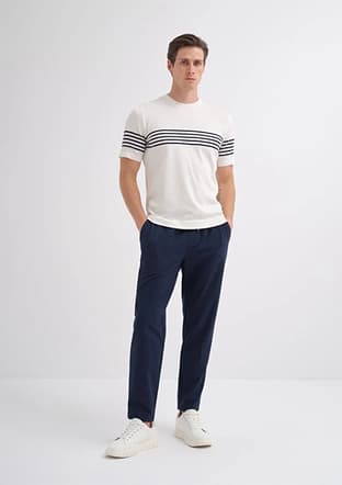 30400 Erkek Beyaz Triko T-shirt - 1