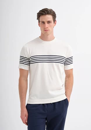 30400 Erkek Beyaz Triko T-shirt - 2