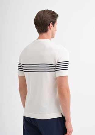 30400 Erkek Beyaz Triko T-shirt - 3