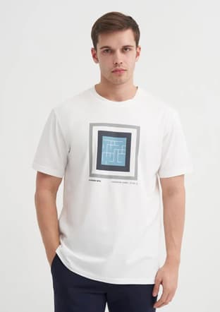 44170 Erkek Beyaz Bisiklet Yaka T-shirt - 2