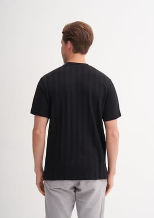 42770 Erkek Siyah Bisiklet Yaka T-shirt - 3