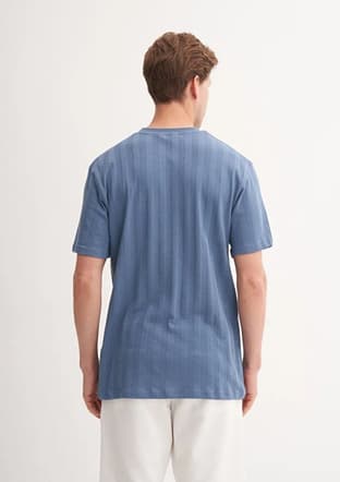 42770 Erkek Lacivert Bisiklet Yaka T-shirt - 3