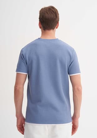42430 Erkek Lacivert Bisiklet Yaka T-shirt - 2
