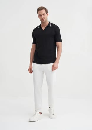 30370 Erkek Siyah Triko T-shirt - 1
