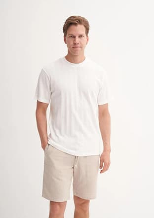 42770 Erkek Beyaz Bisiklet Yaka T-shirt - 1