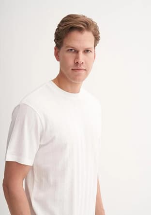 42770 Erkek Beyaz Bisiklet Yaka T-shirt - 2