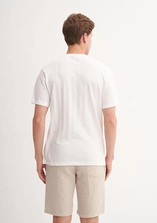 42770 Erkek Beyaz Bisiklet Yaka T-shirt - 3