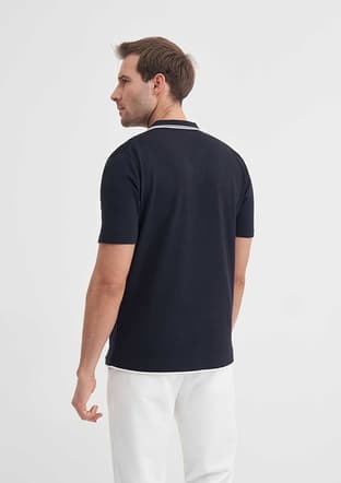 30370 Erkek Lacivert Triko T-shirt - 2