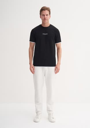 42430 Erkek Siyah Bisiklet Yaka T-shirt - 1