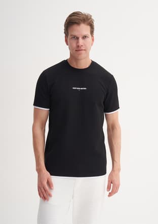 42430 Erkek Siyah Bisiklet Yaka T-shirt - 2