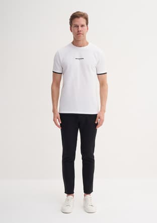 42430 Erkek Beyaz Bisiklet Yaka T-shirt - 1