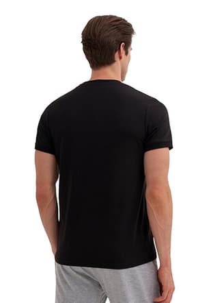 46200 Erkek Siyah Bisiklet Yaka T-shirt - 2