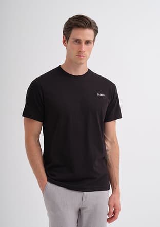 42330 Erkek Siyah Bisiklet Yaka T-shirt - 1