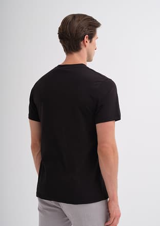 42330 Erkek Siyah Bisiklet Yaka T-shirt - 3