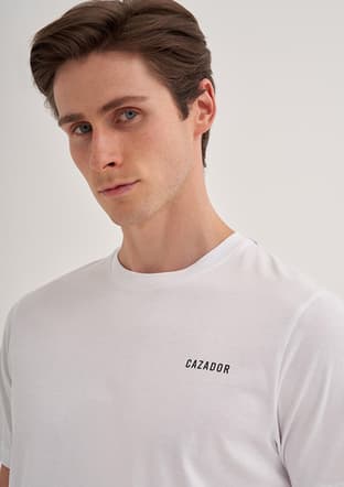 42330 Erkek Beyaz Bisiklet Yaka T-shirt - 3