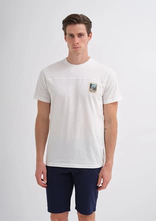 40850 Erkek Beyaz Bisiklet Yaka T-shirt - 2