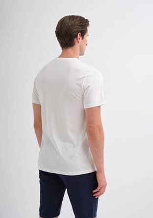 40850 Erkek Beyaz Bisiklet Yaka T-shirt - 3