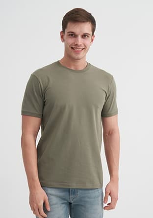46200 Erkek Yeşil Bisiklet Yaka T-shirt - 1