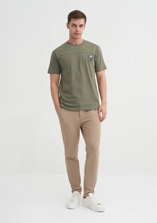 40850 Erkek Yeşil Bisiklet Yaka T-shirt - 1