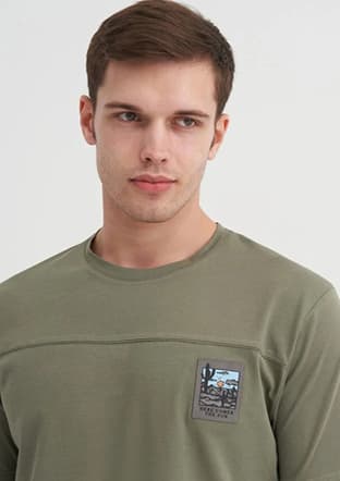 40850 Erkek Yeşil Bisiklet Yaka T-shirt - 3