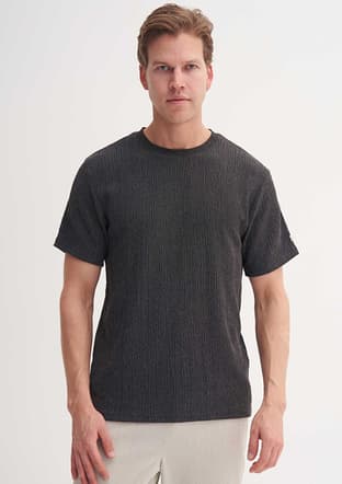 40500 Erkek Antrasit Bisiklet Yaka T-shirt - 1
