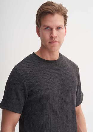 40500 Erkek Antrasit Bisiklet Yaka T-shirt - 3