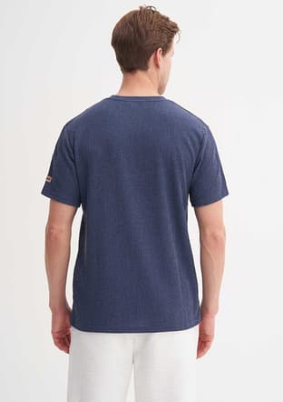 40500 Erkek Lacivert Bisiklet Yaka T-shirt - 2