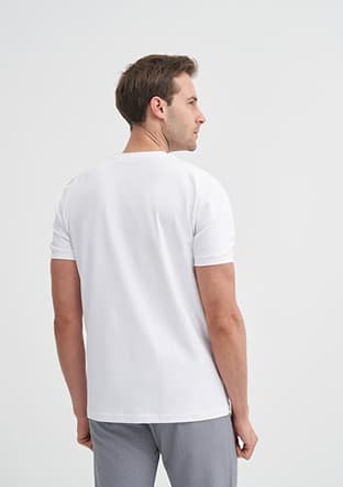 46200 Erkek Beyaz Bisiklet Yaka T-shirt - 2