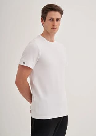42020 Erkek Beyaz Bisiklet Yaka T-shirt - 3