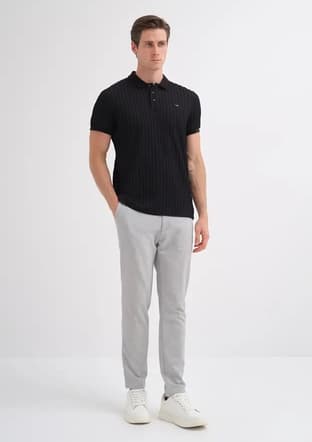 40520 Erkek Siyah Polo Yaka T-shirt - 1