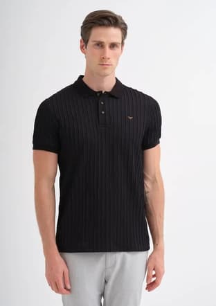 40520 Erkek Siyah Polo Yaka T-shirt - 2
